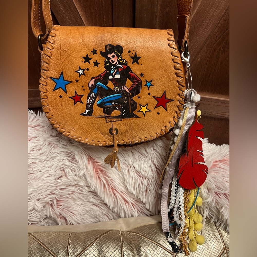 Bed Stu Women's Vintage Hand-Painted Leather Crossbody Bag Multicolor